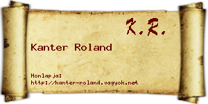 Kanter Roland névjegykártya
